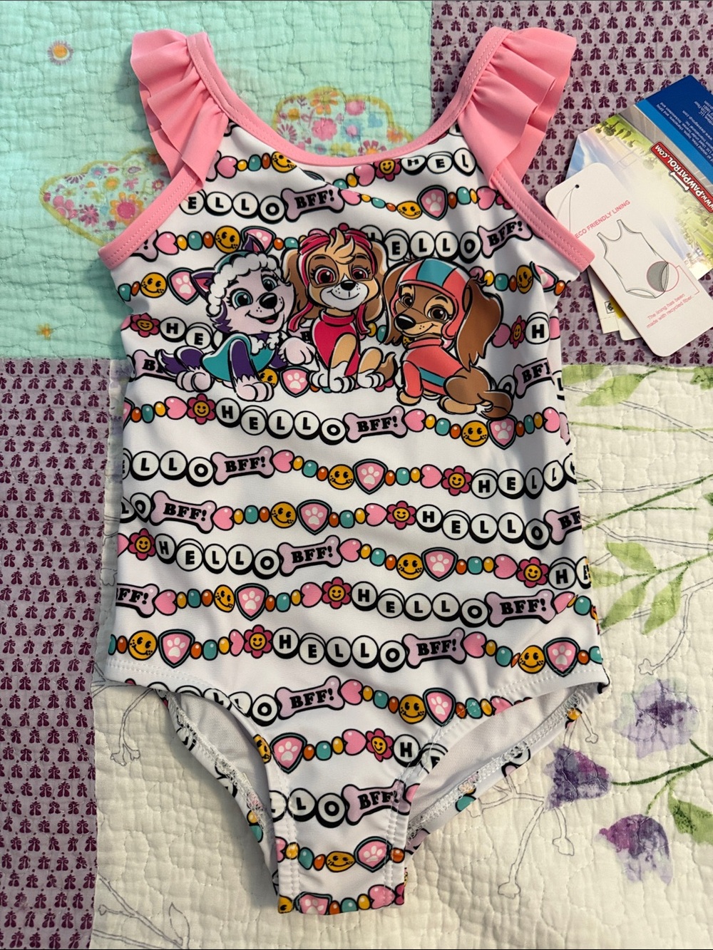 Nickelodeon Pink Paw Patrol Ruffle Shoulder One-Piece Swimsuit